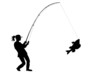 silhouette of fisher woman with perch