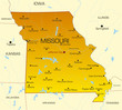 Vector color map of Missouri state. Usa