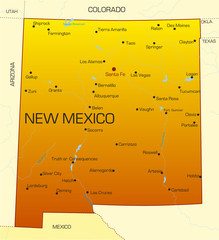 Vector color map of New Mexico state. Usa