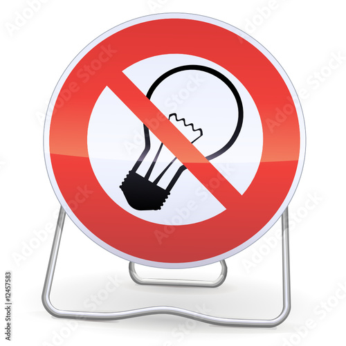 Panneau d'interdiction des lampes à incandescence (ombre) Vecteur Stock