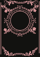 Wall Mural - pink frame decoration on black