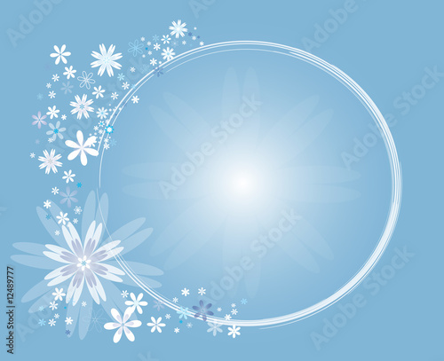 Cercle De Fleurs Blanches Sur Fond Degrade Bleu Ciel Stock Illustration Adobe Stock