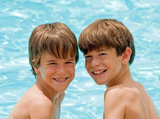 Wall Mural - Boys Having a Fun Time at the Pool