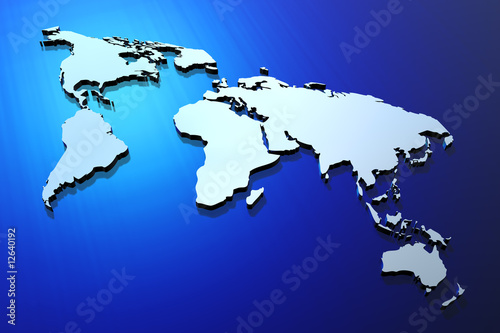 Blue extruded world map