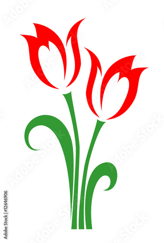 Naklejka - mata magnetyczna na lodówkę Bunch of spring tulips on a white background