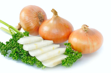 Wall Mural - three onions with parsley