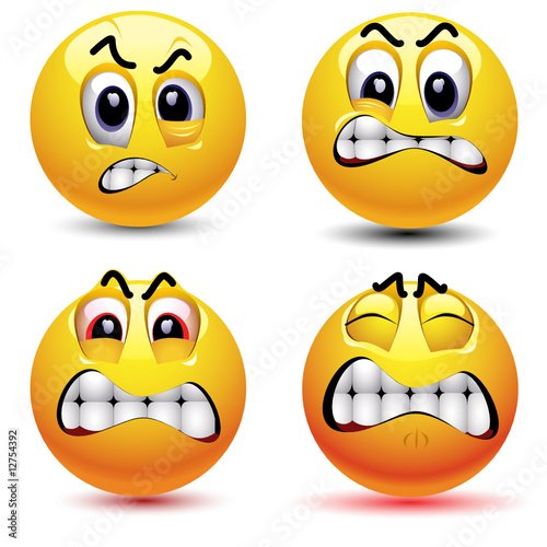 Jalousie-Rollo - Smiling balls with different face expression of anger (von Dejan Jovanovic)
