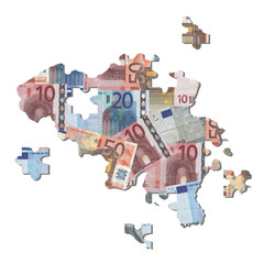 Wall Mural - Belgium euros map jigsaw