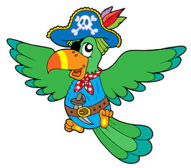 Wall Mural - Flying pirate parrot