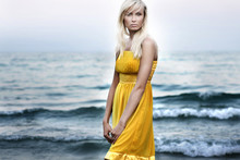 Oung Attractive Blond Beauty On Beach
