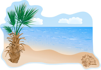 Sticker - Summer beach with palm