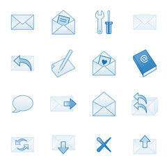 Wall Mural - Mail web icons set 1, blue series