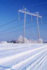 Wall Mural - Power line in ice