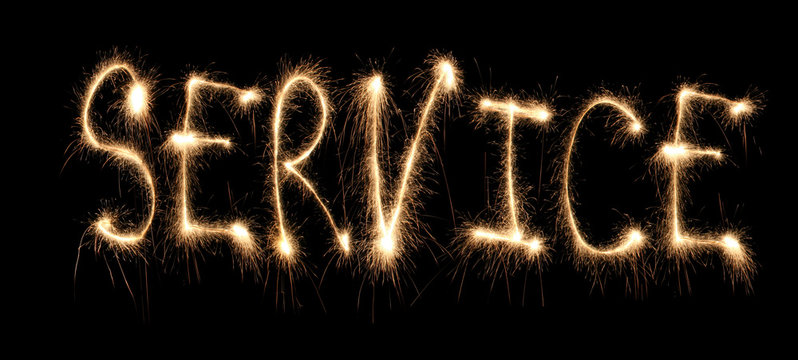 Word service written sparkler.