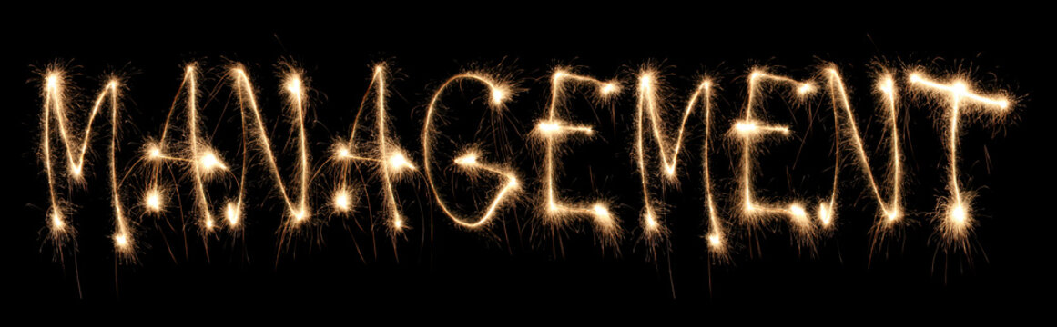 Word management written sparkler.
