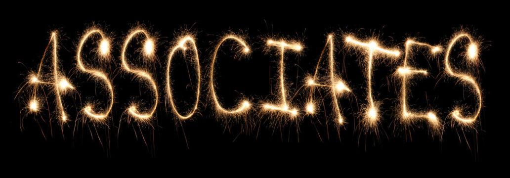 Word associates written sparkler.