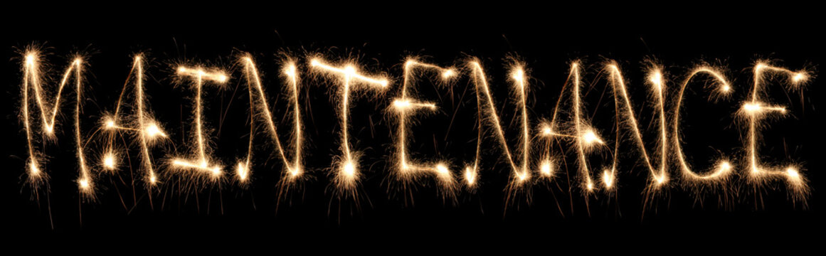 Word maintenance written sparkler.