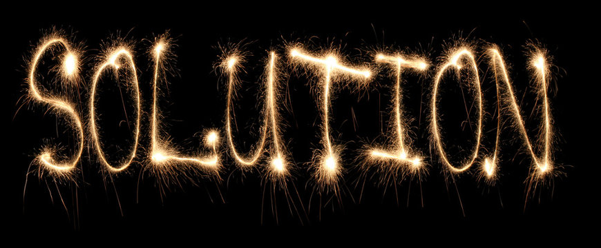 Word solution written sparkler.
