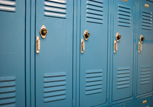 School Lockers At An Angle