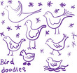 Hand drawn doodle birds