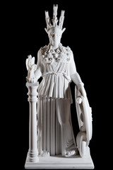 Wall Mural - Classic white marble statue of Athena isolated on black