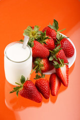 .Fresh and tasty strawberries and yogurt