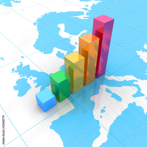 Color chart on European map