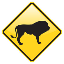 Lion Warning Sign With Glossy Effect