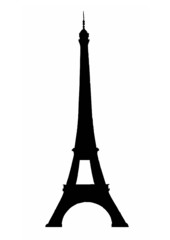tour eifell silhouette isolated vector illustration
