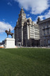 Liver Building and Edward VII statue, Liverpool, England, UK