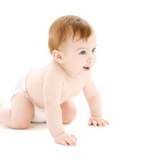 Wall Mural - crawling baby boy in diaper