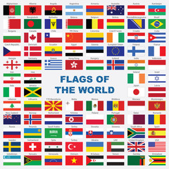 sorted flags of the world with detailed emblems