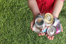Aluminum Cans Crushed For Recycling