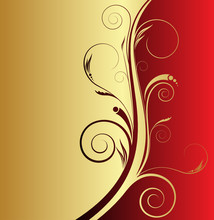 Red And Gold Floral Background