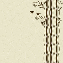 Abstract Tree With Birds Dating, Vector Layered.