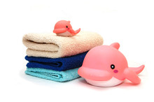 The Combined Colour Towels With A Toy