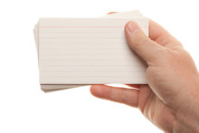 Male Hand Holding Stack Of Flash Cards