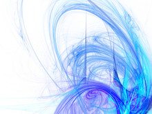 Digitally Rendered Abstract Blue Energy Wave Fractal On Black.