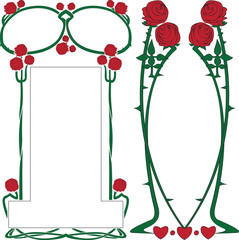 Two vector frameworks from roses in style art-nouveau