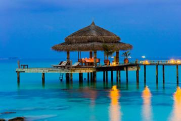 Water cafe at evening