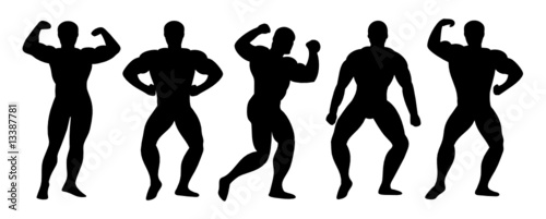 Naklejka na drzwi Bodybuilding Silhouettes