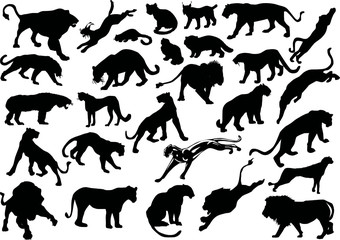 Wall Mural - twenty eight big cat silhouettes