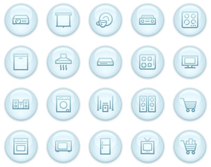 Canvas Print - Home appliances web icons, light blue circle buttons series