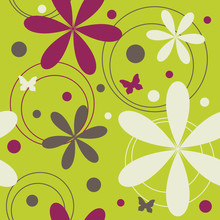 Seamless Retro Pattern With Flowers