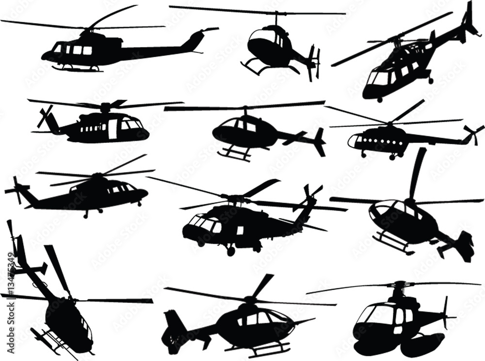big collection of helicopters - vector Stock Vector | Adobe Stock