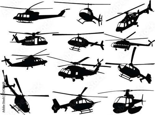 Cuadros en Lienzo big collection of helicopters - vector