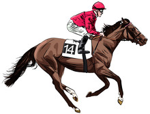 Racing Horse And Jockey