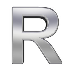 Poster - One letter from chrome alphabet set, isolated on white.