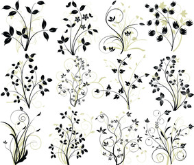 Sticker - Floral background vector set