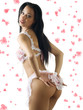 sensual latina pinup in pink underwear showing her great back